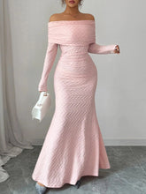 Off Shoulder Mermaid Maxi Dress Pink / S